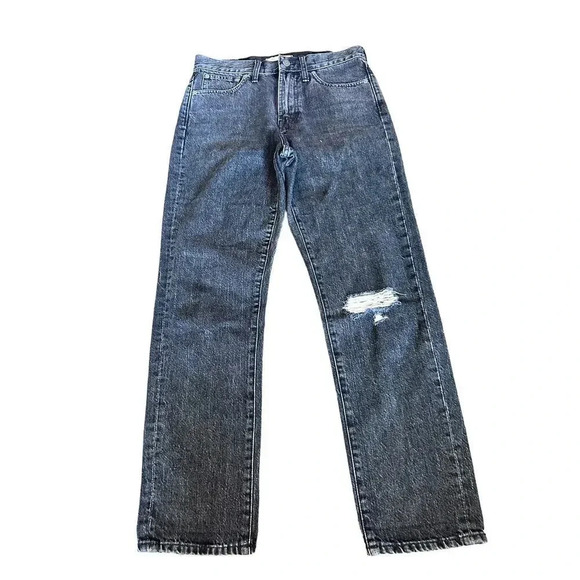 Madewell Black Distressed Straight Leg Jeans Size 27